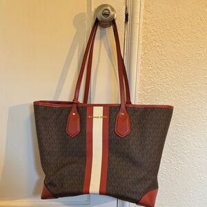 Michael Kors Dark Brown and Red Tote